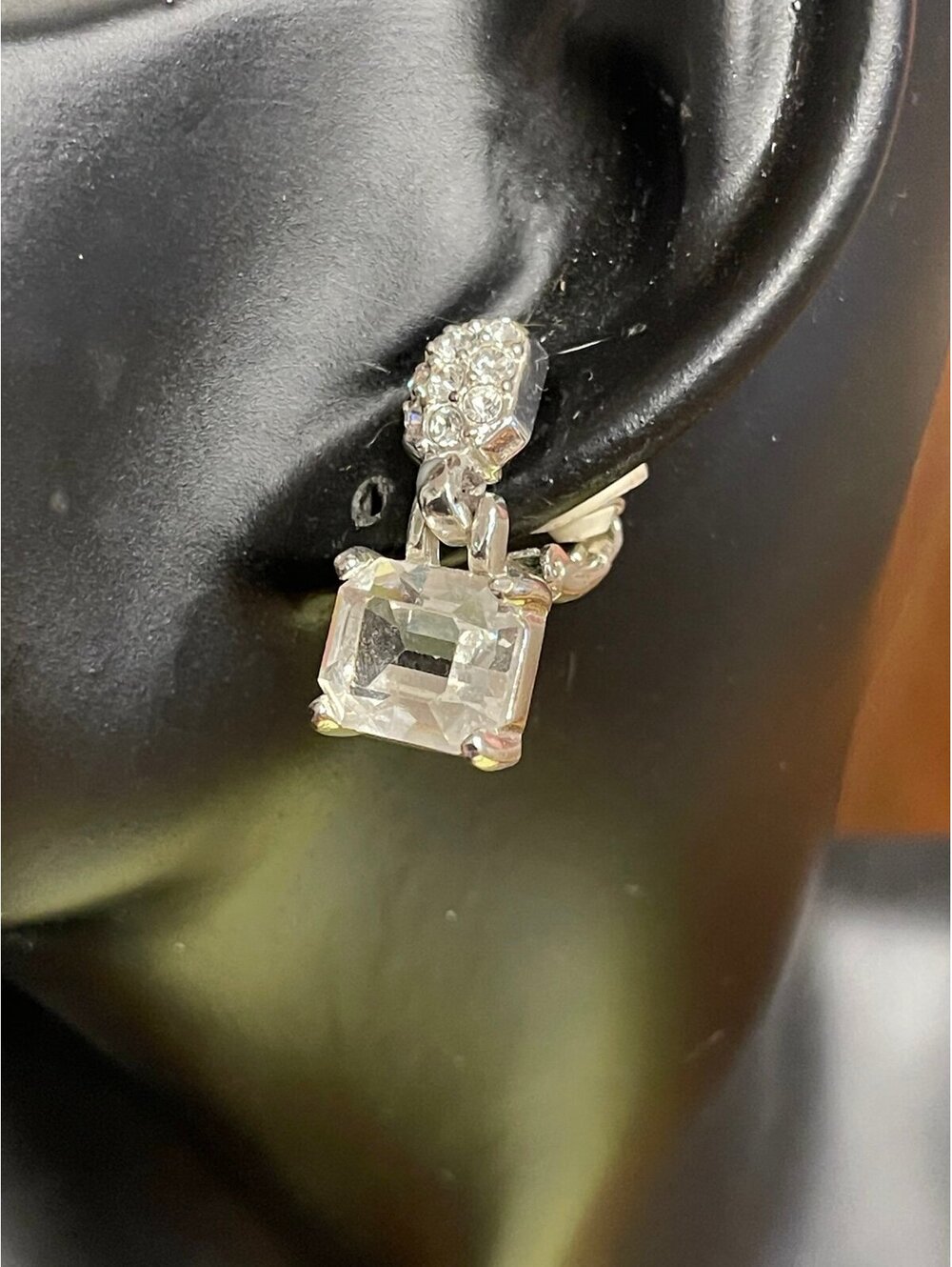 Swarovski Crystal Emerald-Cut Pavé Drop Earrings